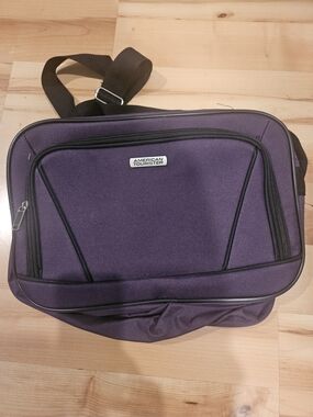 American Tourister Purple Messenger Bag with Black Trim